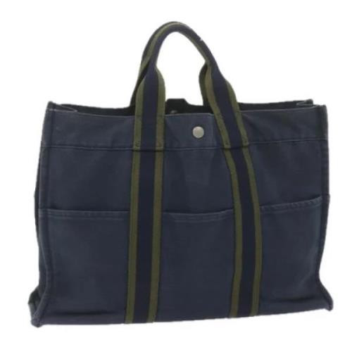 Pre-owned Canvas totes Hermès Vintage , Blue , Dames