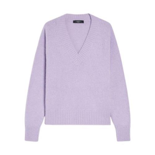 Alpaca Blend V-Neck Sweater Max Mara Weekend , Purple , Dames