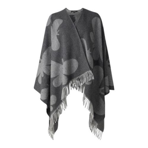 Butterfly Jacquard Wol Poncho Cape Max Mara Weekend , Gray , Dames