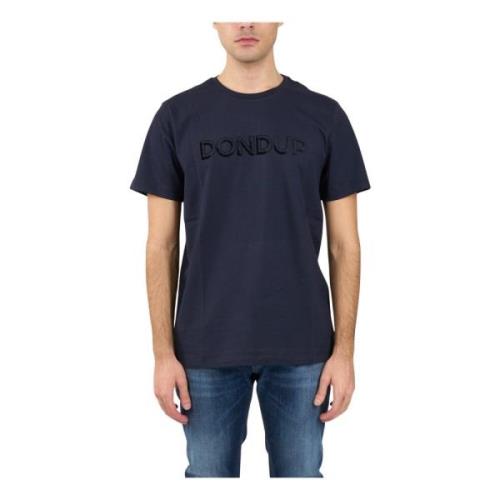 Jersey T-shirt met voorlogo in flock Dondup , Blue , Heren