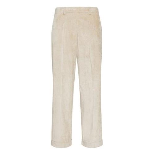 Cropped Corduroy Broek Rechte Pijp Momoni , White , Dames