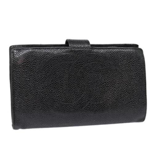 Pre-owned Leather wallets Chanel Vintage , Black , Dames