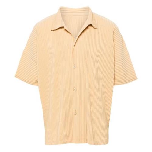 Casual Katoenen Overhemd voor Mannen Issey Miyake , Beige , Heren