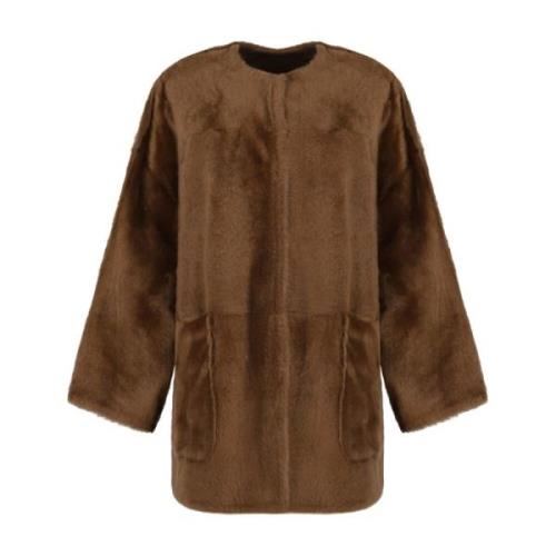 Bruin Leren Jas Atelier Max Mara , Brown , Dames