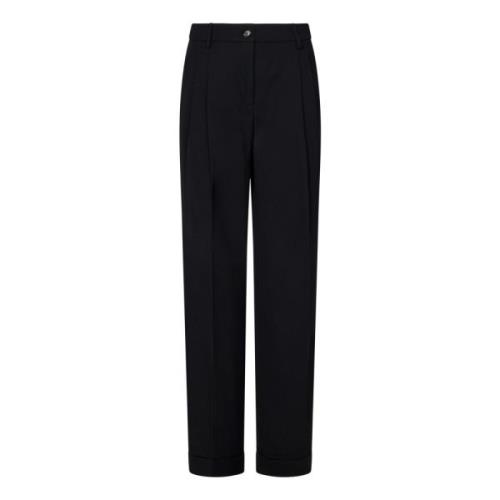 Zwarte Wollen Mix Geplooide Broek Pinko , Black , Dames