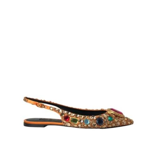 Kristal Oranje Slingback Ballerina's Dolce & Gabbana , Multicolor , Da...