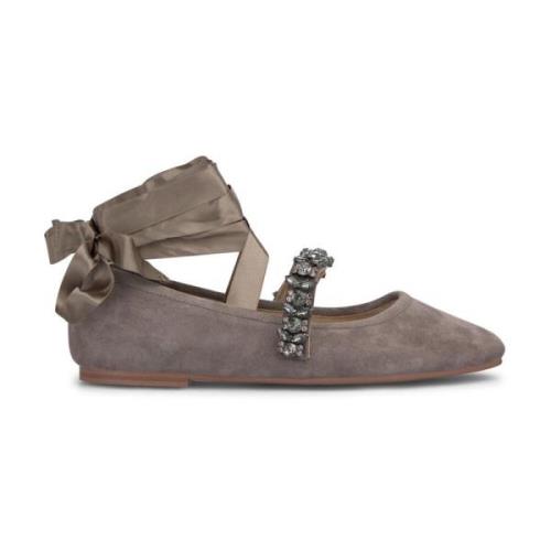 Platte ballerina met strik Alma EN Pena , Gray , Dames