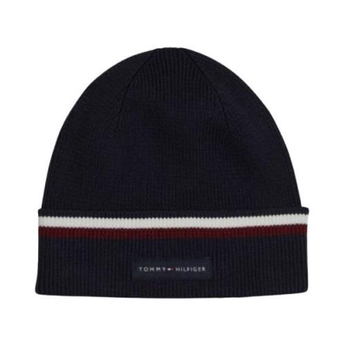 Mannen Liefde Streep Beanie Hoed Tommy Hilfiger , Blue , Heren