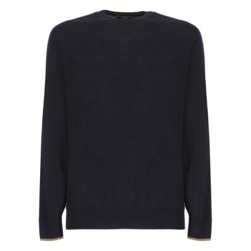 Blauwe Wol Crewneck Sweater Peserico , Blue , Heren