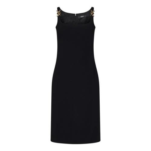 Zwarte Midi Jurk met Medusa Details Versace , Black , Dames