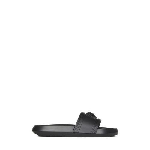 Zwarte Sandalen met Medusa Detail Versace , Black , Heren