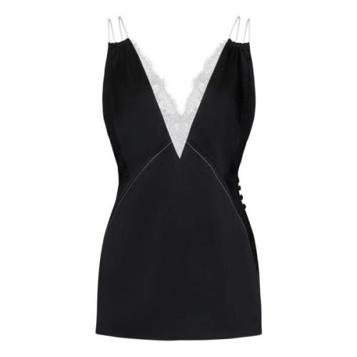 Zwart Kant Inzet Top Aw24 Victoria Beckham , Black , Dames