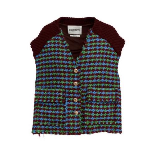 Bordeaux Tweed Oversized Vest Essentiel Antwerp , Multicolor , Dames