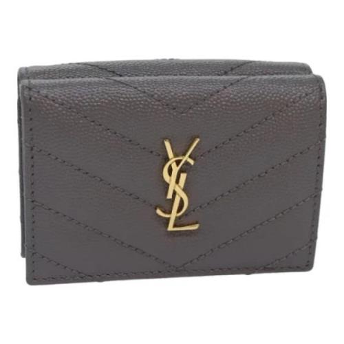 Pre-owned Leather wallets Yves Saint Laurent Vintage , Gray , Dames