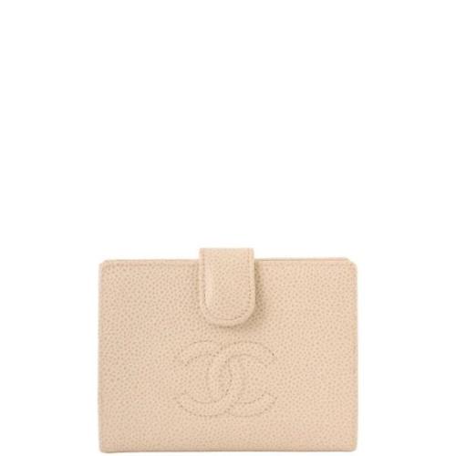 Pre-owned Leather wallets Chanel Vintage , Beige , Dames