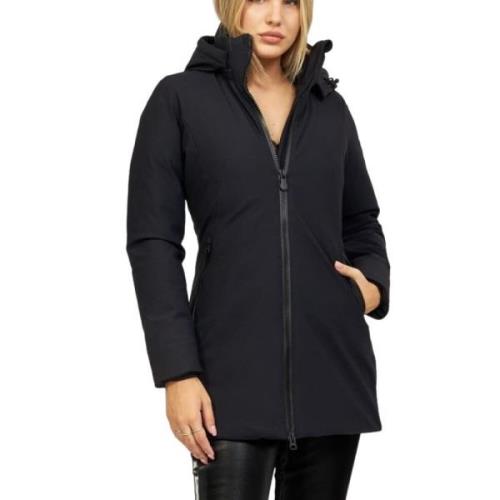 Zwarte Hoodie met Rits Save The Duck , Black , Dames