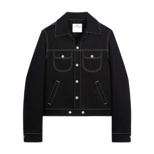 Zwarte Denim Jack Contraststiksels Courrèges , Black , Heren