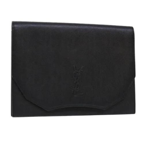 Pre-owned Leather clutches Yves Saint Laurent Vintage , Black , Dames