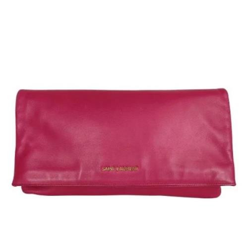 Pre-owned Leather clutches Yves Saint Laurent Vintage , Pink , Dames