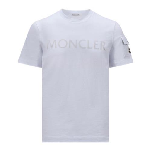 Witte Katoenen Jersey T-shirt met Logo Moncler , White , Heren