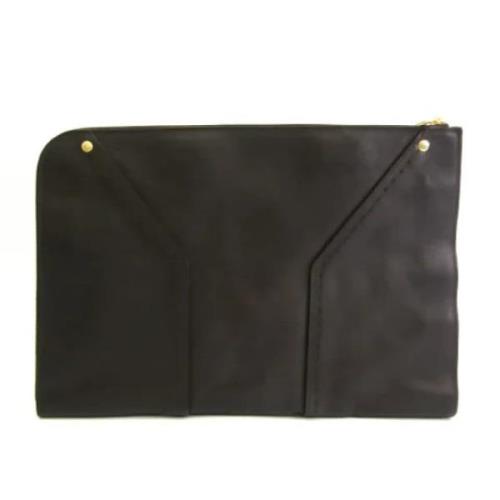 Pre-owned Leather clutches Yves Saint Laurent Vintage , Black , Dames