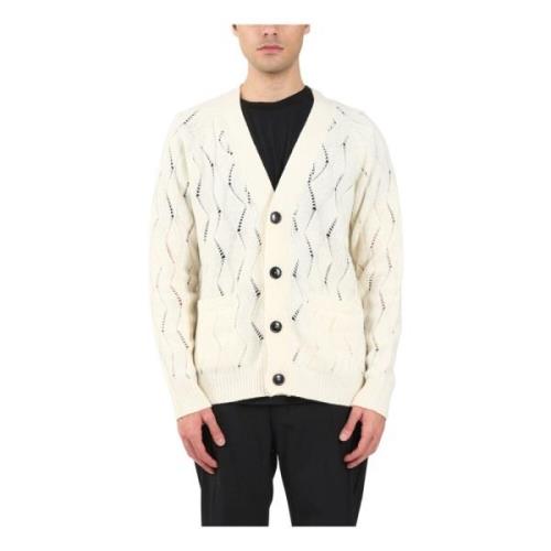 Wollen Blend Cardigan met Knopen Mauro Grifoni , White , Heren