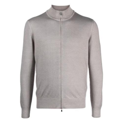 Wollen cardigan met rits Barba , Gray , Heren