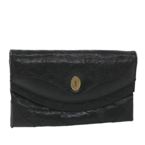 Pre-owned Leather clutches Yves Saint Laurent Vintage , Black , Dames