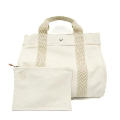 Pre-owned Canvas handbags Hermès Vintage , White , Dames