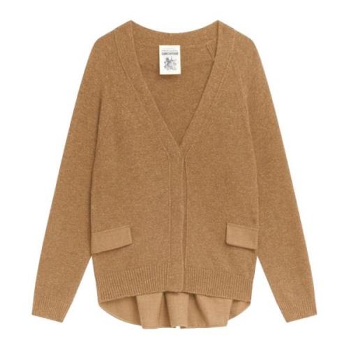 Wolmix V-hals Cardigan Sweater Semicouture , Brown , Dames