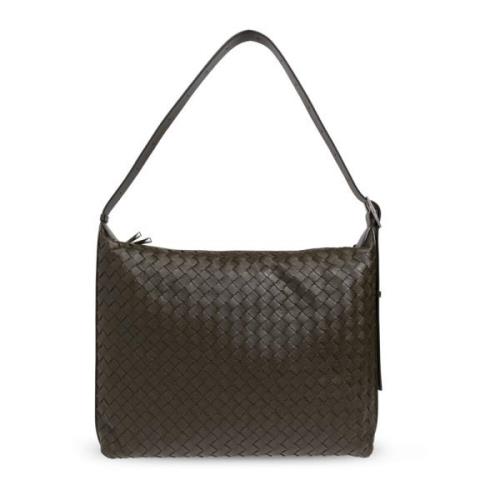 Leren schoudertas maat Medium Bottega Veneta , Green , Heren