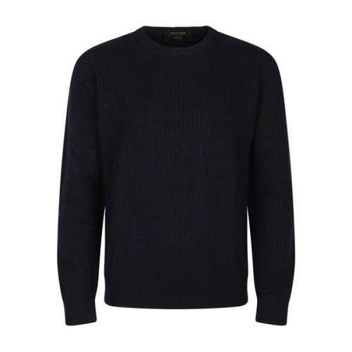 Navy Blue Crew Neck Sweater Gran Sasso , Black , Heren