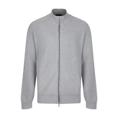 Lichtgrijze Cardigan Met Volledige Rits Gran Sasso , Gray , Heren