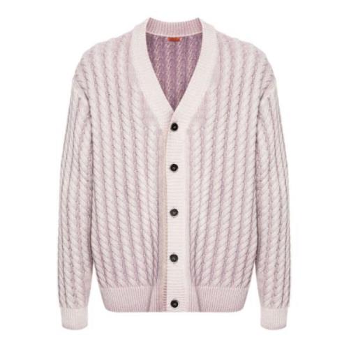 Paarse Cardigan Sweater met V-hals Barena Venezia , Purple , Heren