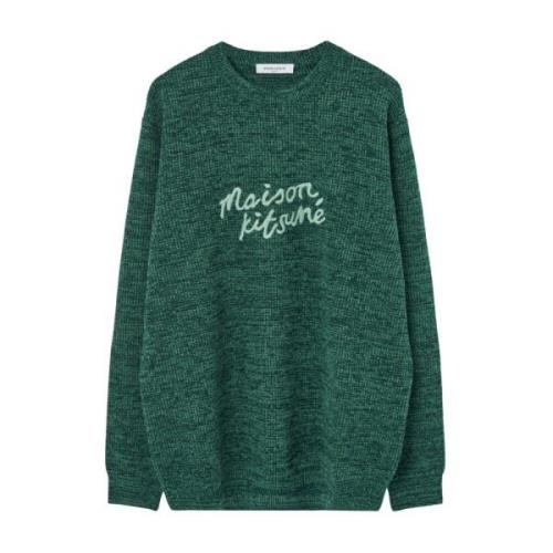 Handgeschreven Jersey Sweaters Maison Kitsuné , Green , Heren