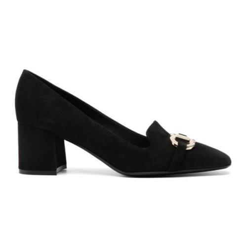 Zwarte suède Gancini pumps 60mm hak Salvatore Ferragamo , Black , Dame...