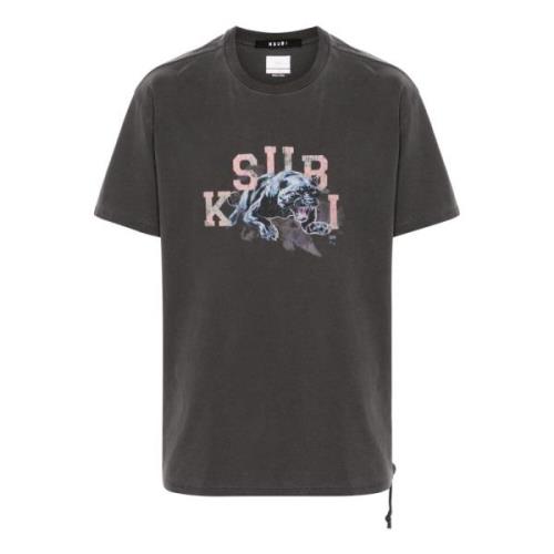 Zwart T-shirt met Panther Print Ksubi , Black , Heren