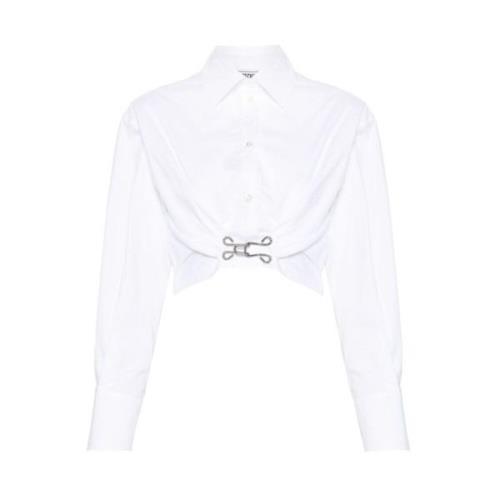 Witte Katoenen Overhemd met Gerimpelde Details Moschino , White , Dame...