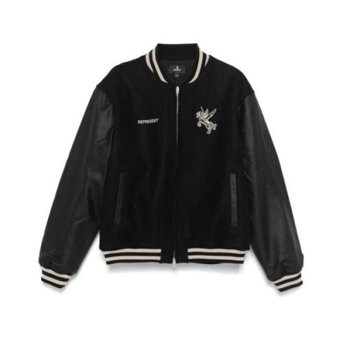 Zwarte Wollen Baseball Jack Represent , Black , Heren