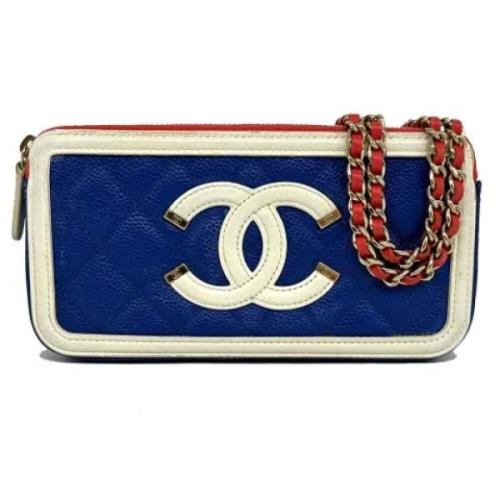 Pre-owned Leather crossbody-bags Chanel Vintage , Blue , Dames