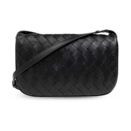 Leren schoudertas Bottega Veneta , Black , Dames