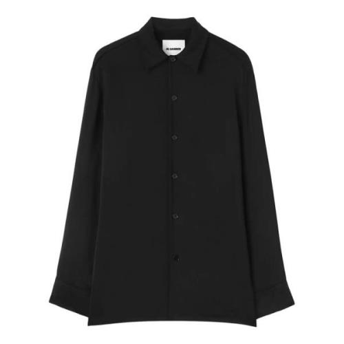 Zwarte Oversized Overhemd met Lange Mouwen Jil Sander , Black , Heren