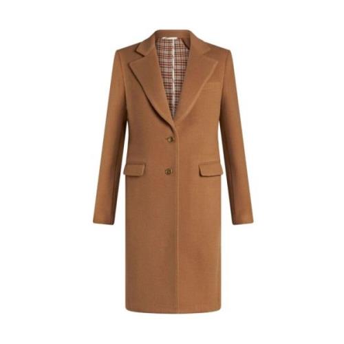 Bruine Wollen Jas met Peak Revers Etro , Brown , Dames