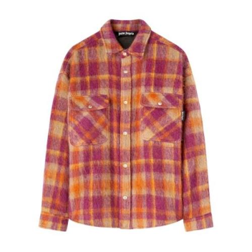 Geborstelde wol geruite overshirt Oranje/Multikleur Palm Angels , Mult...