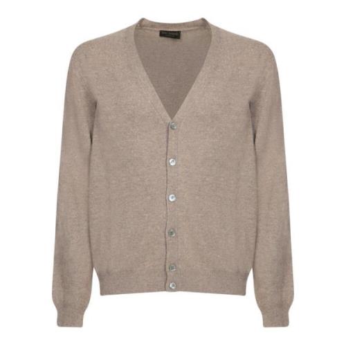 Beige Cardigan Sweater Aw24 Dell'oglio , Beige , Heren