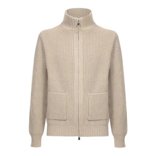 Beige Cardigan Sweater Aw24 Dell'oglio , Beige , Heren