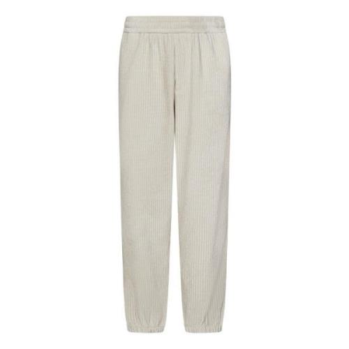 Witte Velours Jogger Broek Aw24 Emporio Armani , Beige , Heren