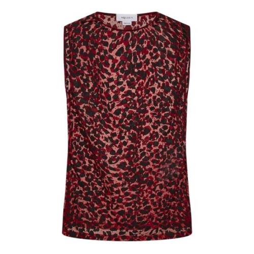 Luipaardmotief Rode Mouwloze Top Alexander McQueen , Red , Dames