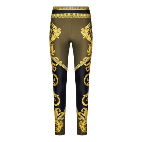 Zwarte Leggings met All-Over Print Versace , Multicolor , Dames