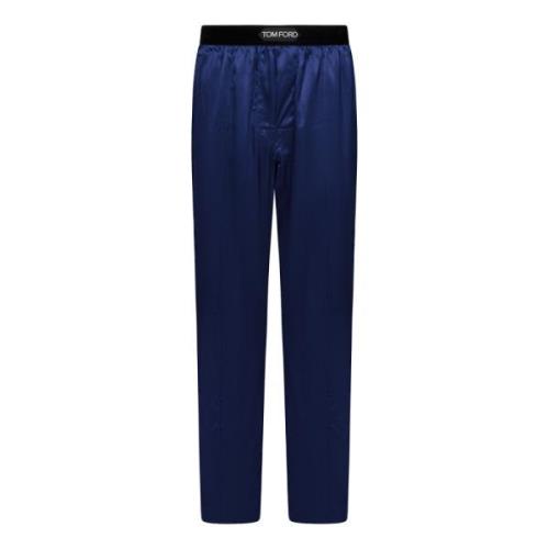 Luxe Blauwe Zijden Broek Tom Ford , Blue , Heren